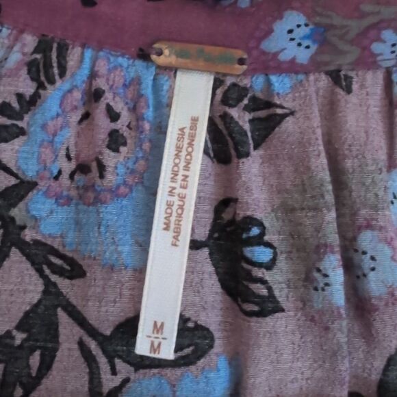 Free People Magic Mystery Tunic Mini Dress floral boho peasant size Medium - Picture 7 of 11